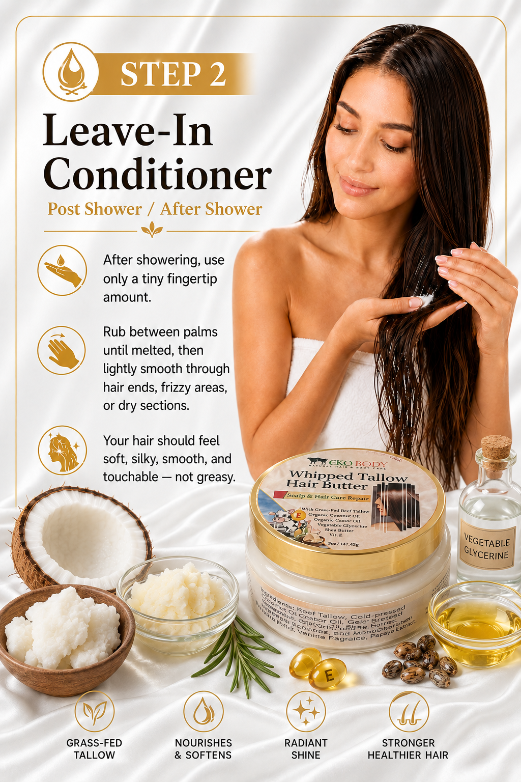 Whipped Tallow Hair Butter | Hair Mask + Leave-In Conditioner in One
