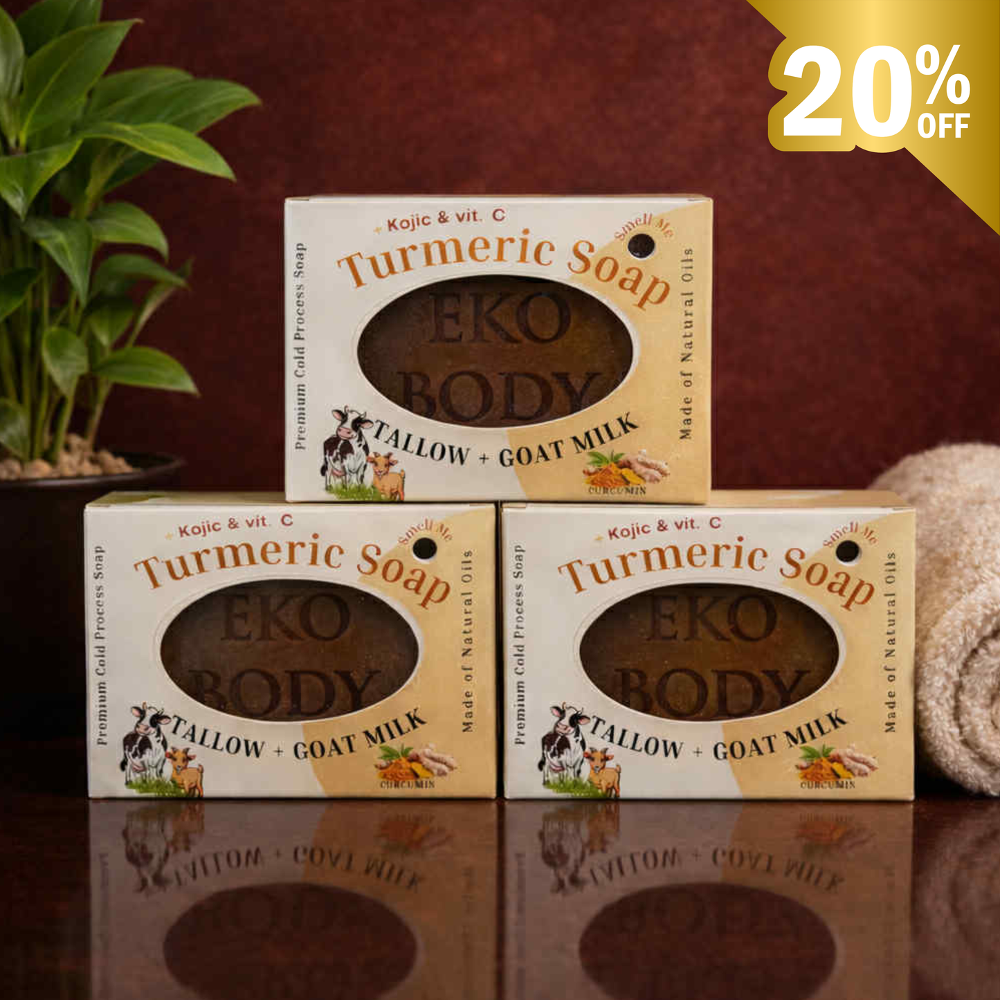 Eko Body Tallow Goat Turmeric Soap w/ Kojic & Vit. C
