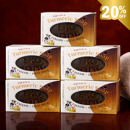 Eko Body Tallow Goat Turmeric w/ Kojic & Vit C soap bundle of 6