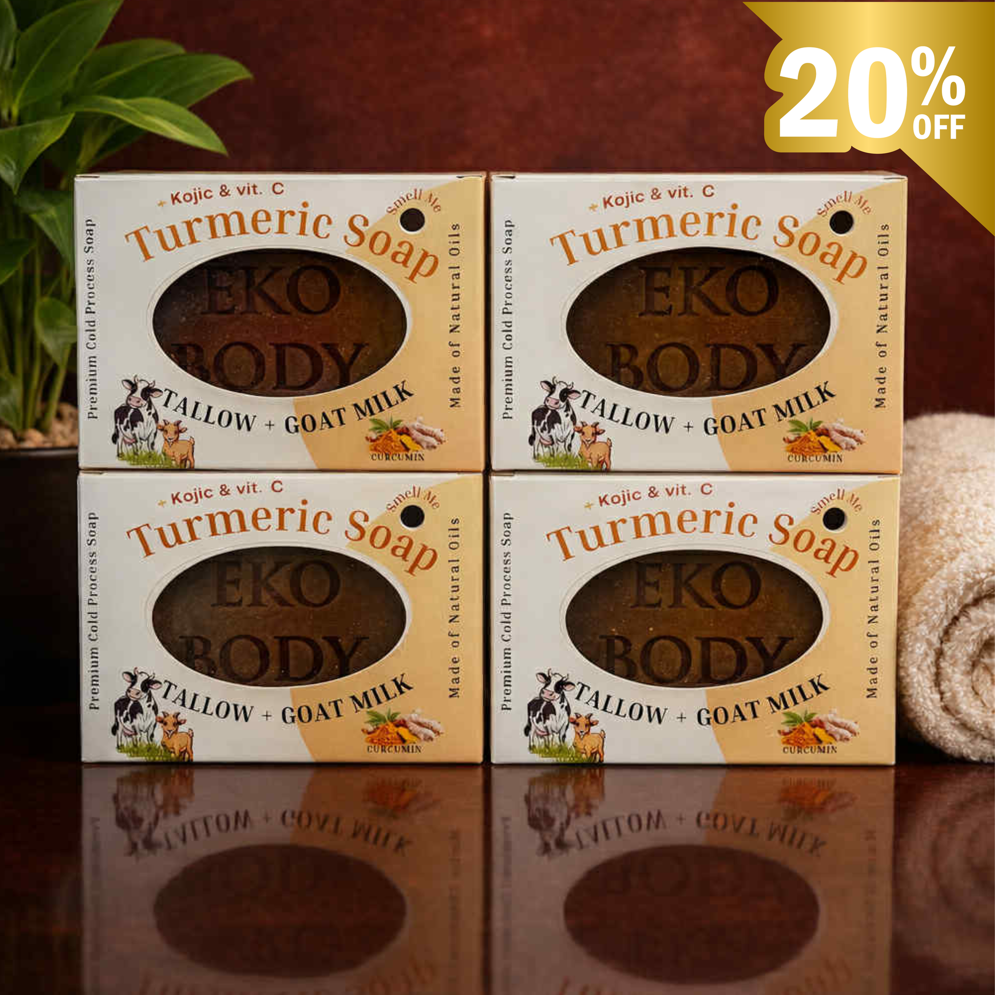 Eko Body Tallow Goat Turmeric Soap w/ Kojic & Vit. C