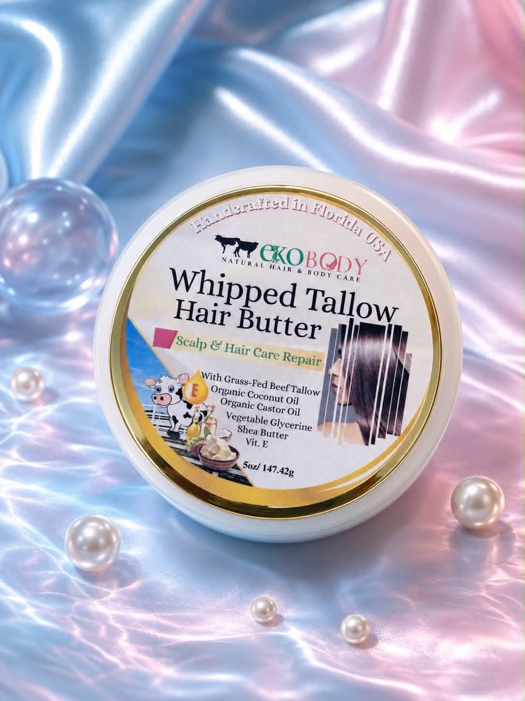 Whipped Tallow Hair Butter | Hair Mask + Leave-In Conditioner in One | Pre & Post Shower Hair Care