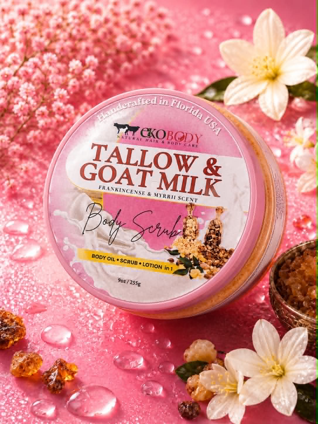 Tallow & Goat Milk Body Scrub | Scrub + Body Oil + Lotion in One