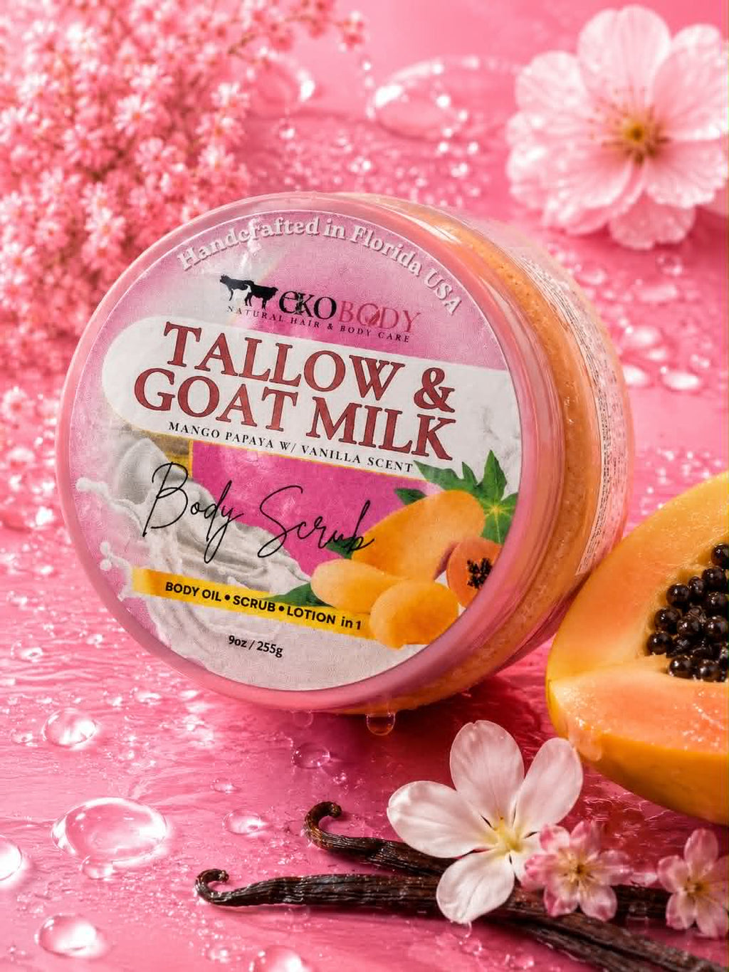 Tallow & Goat Milk Body Scrub | Scrub + Body Oil + Lotion in One