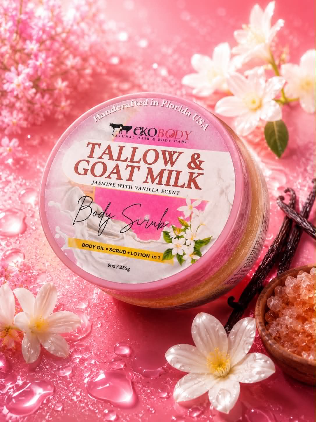Tallow & Goat Milk Body Scrub | Scrub + Body Oil + Lotion in One