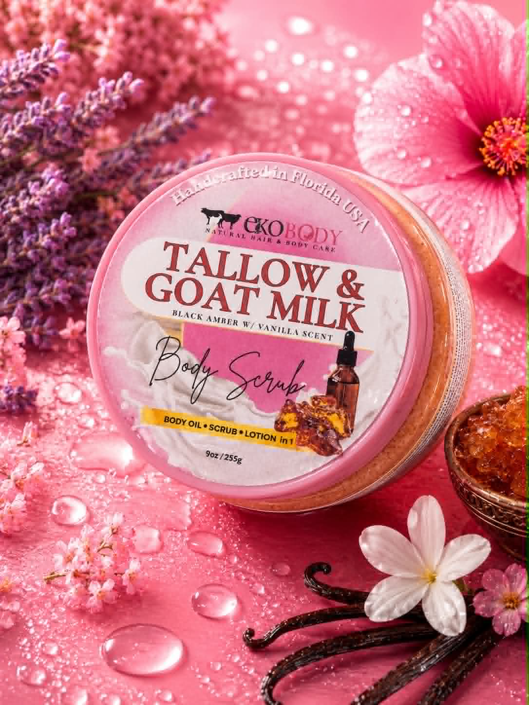 Tallow & Goat Milk Body Scrub | Scrub + Body Oil + Lotion in One