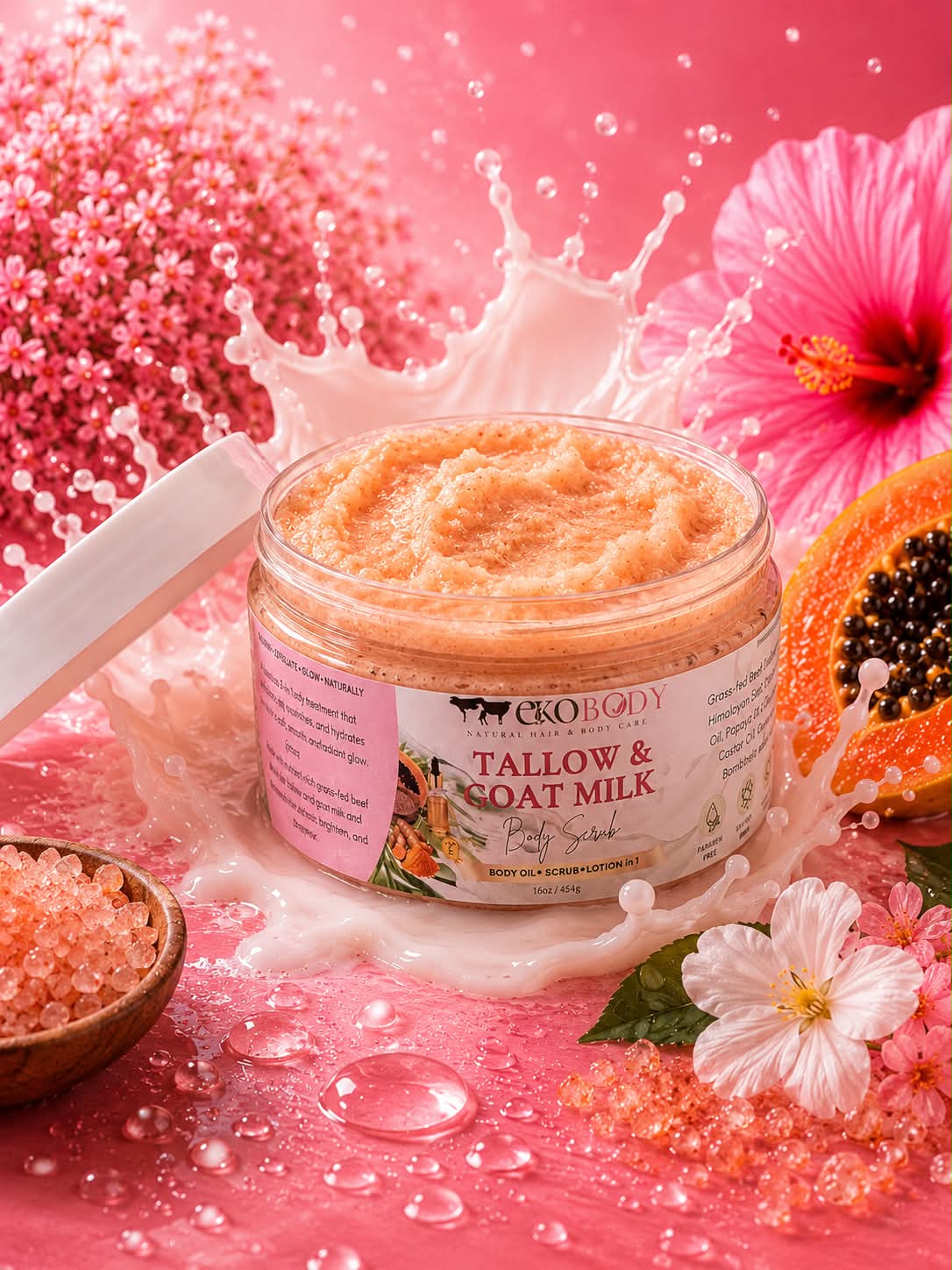 Tallow & Goat Milk Body Scrub | Scrub + Body Oil + Lotion in One