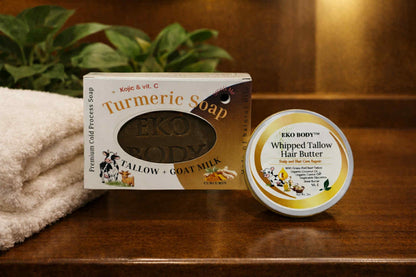 Dark Turmeric Soap & Travel Size Tallow Hair Butter Set