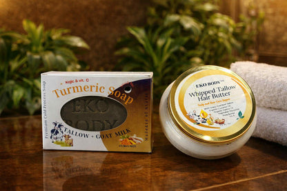 Dark Turmeric Soap & Tallow Hair Butter Set